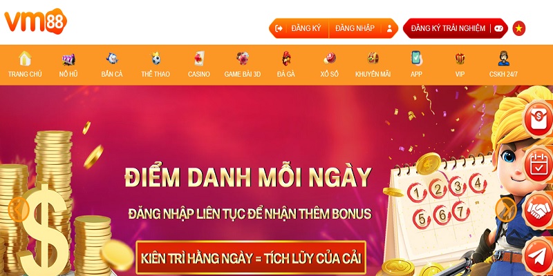 Đăng nhập VM88 liên tục để nhận thêm bonus